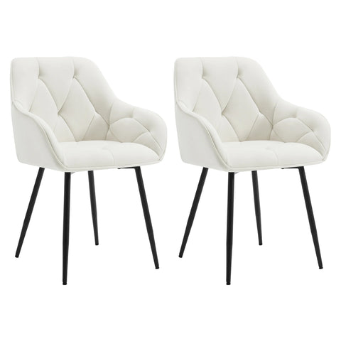 Dining Chairs - Chair - Dining Chairs Set of 2 - Kitchen Chairs - Make up Chair - Modern Design - Living Room - Velvet Cream