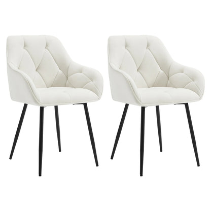 Velvet Eetkamerstoelen – Bureaustoel – Stoel Met Armleuningen – Makeupstoel – Woonkamerstoel – Set Van 2 – Zacht Comfort – Stevige Metalen Poot