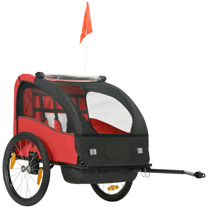 Fietskar voor Kinderen - Fietstrailer - Kinderfietskar - Fietsaanhanger - 2-Zits – 140x88x90 cm – Geschikt voor 18+ Maanden – Veilig & Comfortabel - Kids trailer voor twee personen - Rood - QUORE