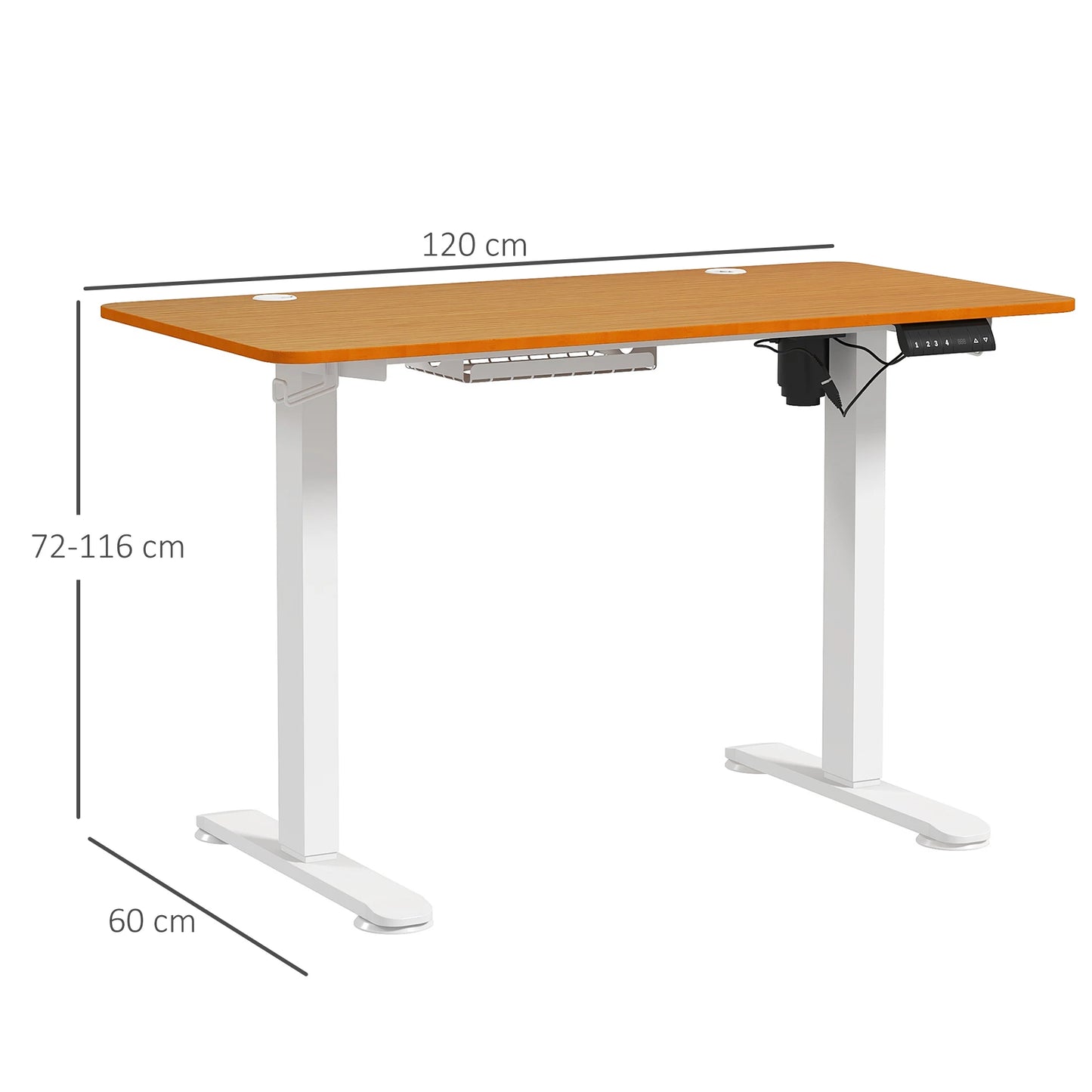 Elektrisch In Hoogte Verstelbaar Bureau – Elektrisch Liftbureau – Zit Sta Bureau – Verstelbaar Bureau – 3 Geheugeninstellingen – Werkblad 120x60 Cm - QUORE