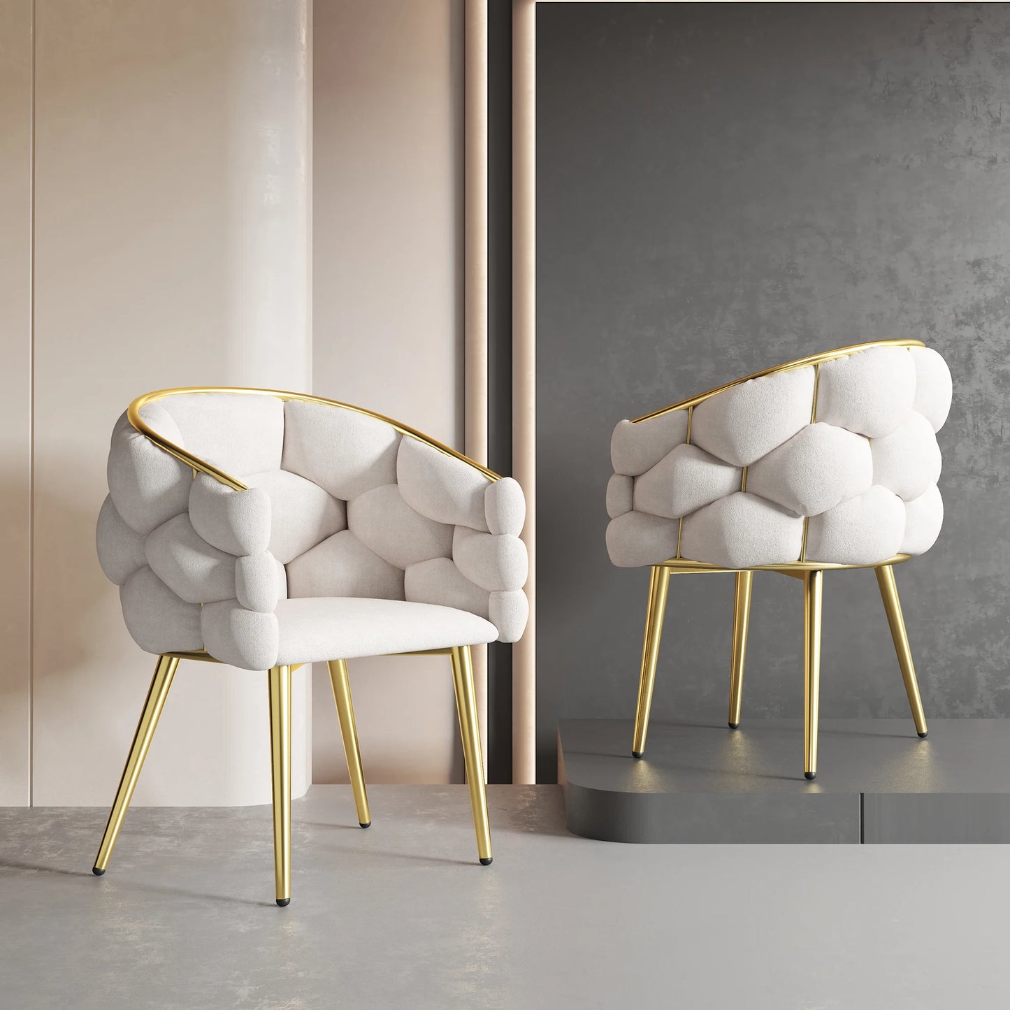 Velvet Stoel – Fluwelen Stoel – Comfortabele Stoel – Eetkamerstoel – Woonkamerstoel – Gouden Metalen Rugleuning – Ergonomische Ondersteuning