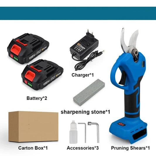 Elektrische Snoeischaar - 40mm - Accu Snoeischaar - Takkenschaar - Heggenschaar - Brushless - 2 Versnellingen - Tuin Gereedschap -  Incl. 2 Accu