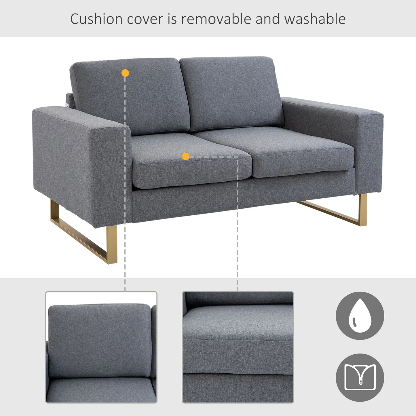 2-Zits Stoffen Bank – Compacte Sofa – Tweezits Bank – Moderne Loveseat – Ademend Hennepmateriaal – Minder Dan 200 Cm – Veerkrachtige Schuimvulling