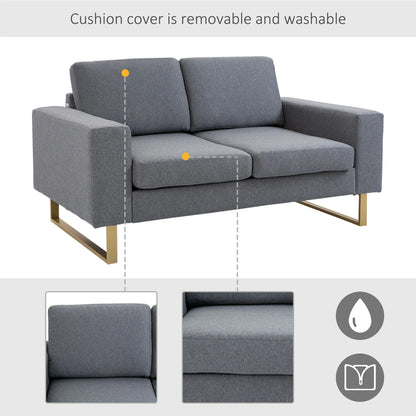 2-Zits Stoffen Bank – Compacte Sofa – Tweezits Bank – Moderne Loveseat – Ademend Hennepmateriaal – Minder Dan 200 Cm – Veerkrachtige Schuimvulling