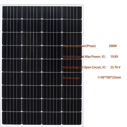 Zonnepaneel - Zonnepanelen - Monokristallijn - Set van 2 - 100W - Rigid Glass - Waterdicht - Lichtgewicht - On-Grid/Off-Grid Gebruik - Hoge Efficiëntie
