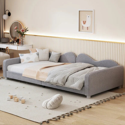 Kinderbedkussen Bed - Slaapbank Frame - Teddy Doek Multifunctionele - Rugleuning Armleuning Zacht Bed - Eugdbed Gastenbed - 90*200 cm - 03 Grijs
