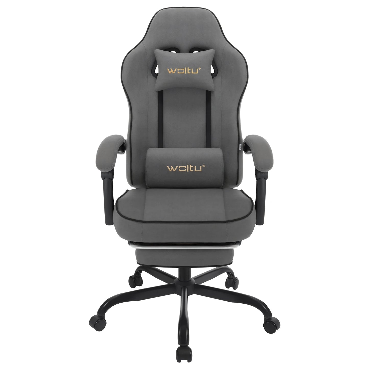 Gaming Stoel - met Voetsteun - Bureaustoel - Ergonomische - Verstelbare -150 kg Draagvermogen - 145° Kantelbaar - Extra Brede Zitting - Grijs Tech-stof