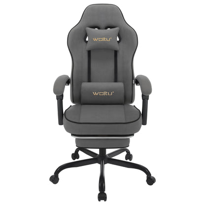 Gaming Stoel - met Voetsteun - Bureaustoel - Ergonomische - Verstelbare -150 kg Draagvermogen - 145° Kantelbaar - Extra Brede Zitting - Grijs Tech-stof