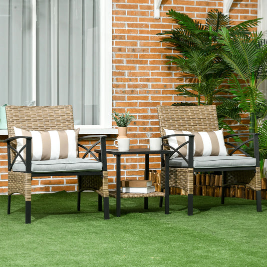 Tuinset – Buitenmeubelset – Fauteuilset – Balkonset – Terrasset – Stalen Frame – Kunstrotan Bekleding - QUORE