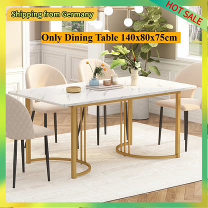Comanlai Modern Kitchen Table,Rectangular Dining Table with Metal Frame,Adjustable Feet for Dining Room and Living Room,140x80cm