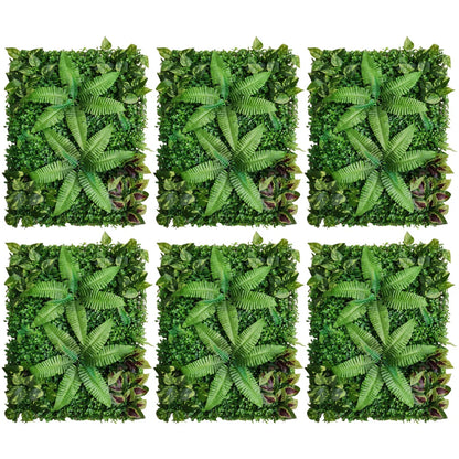 Wandpanelen - Kunstmatig Mat Paneel - Muur Hek Decoratie - Nep Hek - Kunstmatige Levensechte Planten - voor Muur Vloer Gazon Decoratie - 40x60cm - 6 stuks - Groen