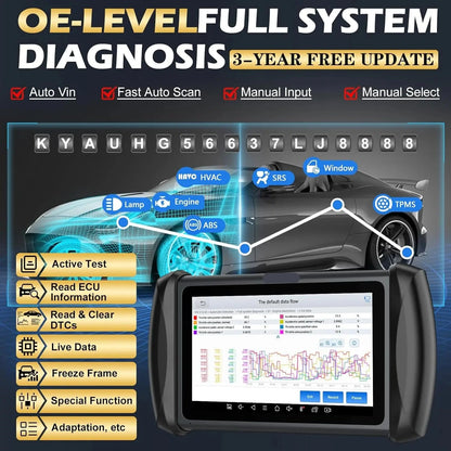 Autodiagnosetool – Diagnoseapparaat – Foutcode Lezer – ECU Scanner – Voertuig Tester – 7 Inch Touchscreen – 36+ Resetfuncties
