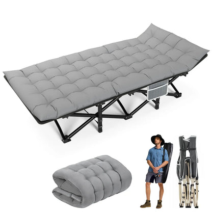 Opvouwbaar Campingbed - Kampeerbed - Veldbed - Vouwbed - Ligbed - Draagbaar - Opvouwbaar - 200KG Capaciteit - Grijs - QUORE