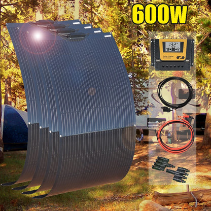 Zonnepaneel - Zonnepanelen - Zonne-energie - 12V Module Fotovoltaïsche Cel Module - Zonne-kit - Flexibel - Monocrystalline Silicon - 600W - 4 Stuks - Waterdicht - voor Boot - Camper - Caravan - RV - Tuin