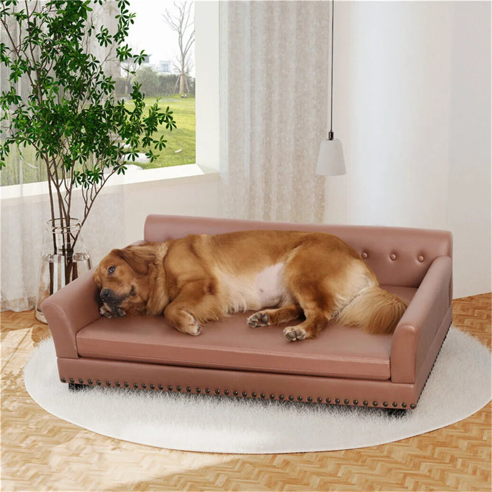 Hondenbed – Hondenmand – Hondenkussen – Hondenbank – Dog Sofa – Groot formaat – Waterafstotend PU-leer – Uitneembaar kussen - QUORE