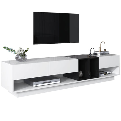 Tv-Meubel – Tv-Kast – Lowboard – Opbergkast – Mediameubel – Hoogglans Zwart-Wit – Compact Formaat – Duurzaam Spaanplaat