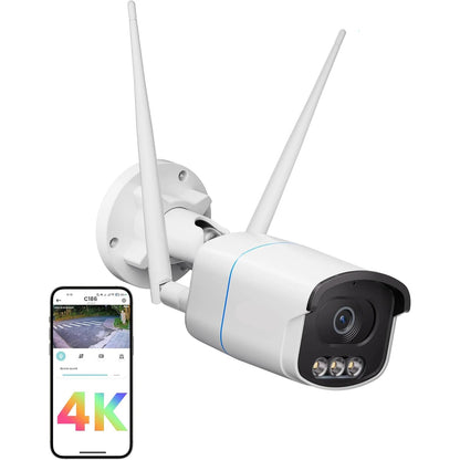 Beveiligingscamerasysteem - CCTV Camerasysteem - 8MP - AI Bewegingsdetectie - Openlucht- IP66 Waterdichte - Bewakingscamera - Beveiligingscamera - Draadloze – Full Color Nachtzicht – 3K HD CCTV Surveillance - 1 Stuk - Wit