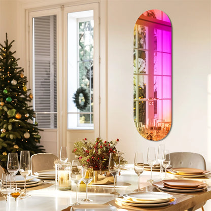 Spiegel – Wandspiegel – Passpiegel – Staande Spiegel – Ovale Spiegel – Iriserend Glas – Uniek Kleureffect