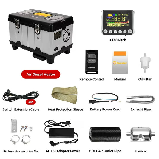 Dieselverwarming – Dieselkachel – Mobiele Verwarmer – Camperkachel – Vrachtwagenkachel – 8KW Vermogen – 5,2L Brandstoftank