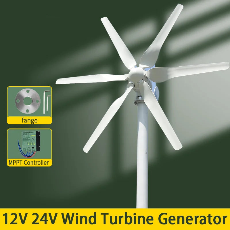3000W Verticale Windturbine – Windmolen – Windgenerator – Windenergie Set – Duurzame Energie – 12V Met MPPT-Controller – 6 Bladen Voor Laagstartende Windsnelheid