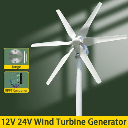 3000W Verticale Windturbine – Windmolen – Windgenerator – Windenergie Set – Duurzame Energie – 12V Met MPPT-Controller – 6 Bladen Voor Laagstartende Windsnelheid