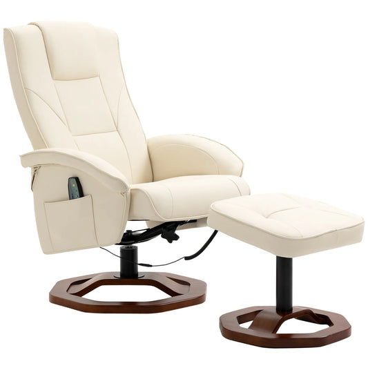 Massagestoel – Relaxstoel – Massagezetel – Ontspanningsstoel – Met Voetenbankje – Instelbare Rugleuning – PU-Kunstleer