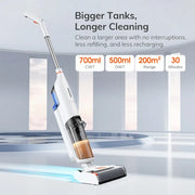Handstofzuiger met Steel - Elektrische bezem - Automatische stofsensor - Afneembare Kruimelzuiger - 150W - 3 in 1 - 700 ml watertank - Wit