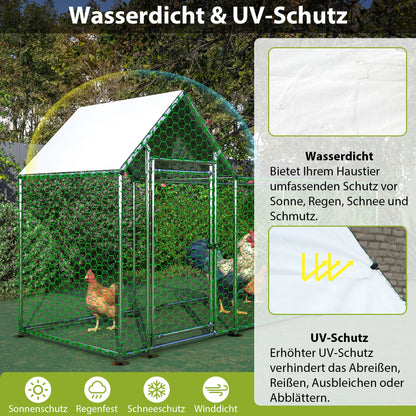 Dierenren – Konijnenren – Kippenren – Puppyren – Klein Dierenren – 3x1x1,5m – Roestvrij Stalen Frame – Waterdichte UV-bestendige PE Kap