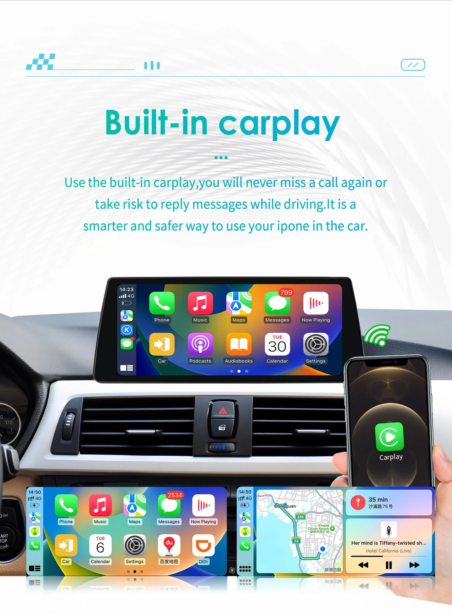 Autoradio – Auto Radio – Car Stereo – 2DIN Multimedia Speler – CarPlay Android 13 – 10,25 inch Touchscreen – GPS Navigatie