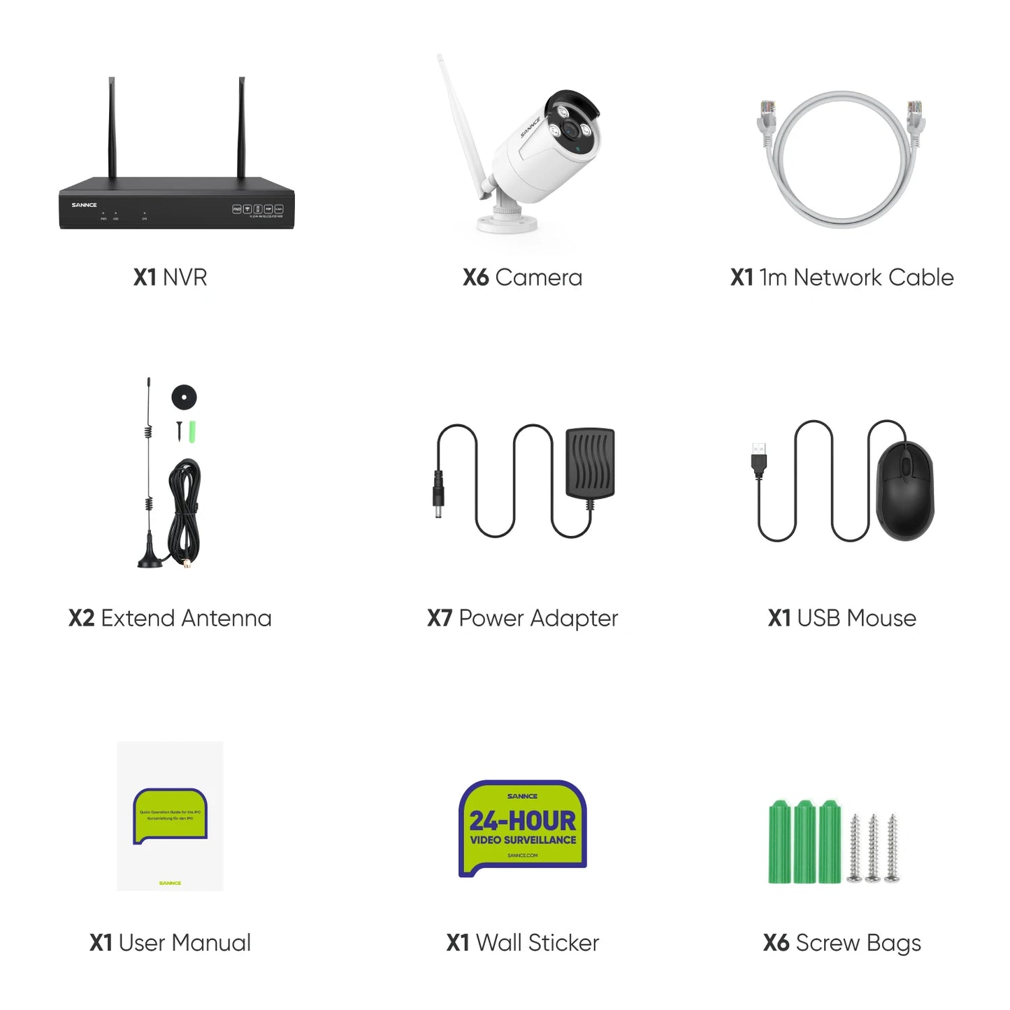 Beveiligingscamera Set – Wifi Bewakingscamera – IP Camera – Surveillance Camera – Draadloze Camera – 6-delige Set Met 5MP Resolutie – Tweeweg Audio & 2TB HDD
