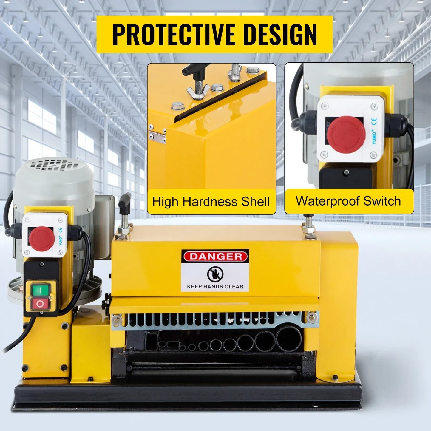 Draadstripmachine - Elektrisch Koperdraad - Strippen Machine - 1 mm-38 mm - 370W - Automatische Kabelstripper - Aluminium Behuizing - 10 Messen - 11 Invoergaten - voor het Strippen van Koperdraad - Geel