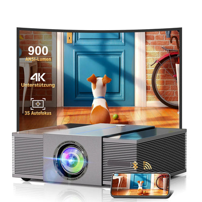 Mini Beamer - Projector - Digitale Beamer - Draagbaar - 1080P - met  Obstakel Vermijden - Autofocus - 6D Keystone - 5G Wifi - Bluetooth - 900 ANSI - 90W - LCD-scherm - 3.5Mm Koptelefoon - HDMI - USB - Grijs
