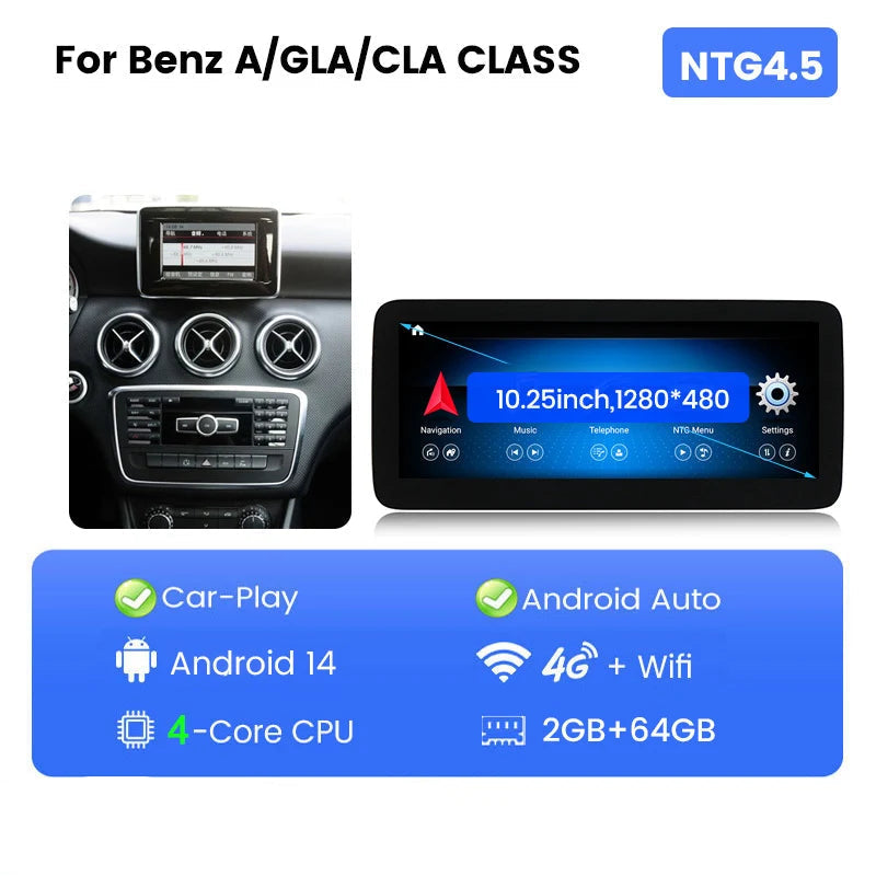 CarPlay Speler – Autoradio – Multimedia Systeem – Touchscreen – Android Auto – 10,25 Inch Scherm – Android 14 – 6GB RAM 128GB Opslag