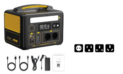 Powerstation - Stroomgenerator - Mini-Generator - Draagbare - 299Wh - LiFePO4 - 1200W - 3500 mAh - 26 x 22 x 21.5 cm - Zwart/Geel