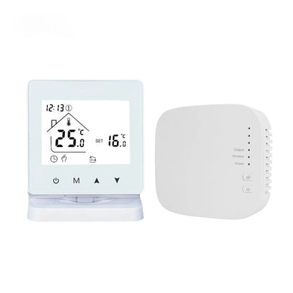 Smart WiFi Thermostaat – Draadloze Aan/Uit Thermostaat voor CV-Ketel – Met App-bediening – Slimme Temperatuurregeling – Wit – Werkt via WiFi