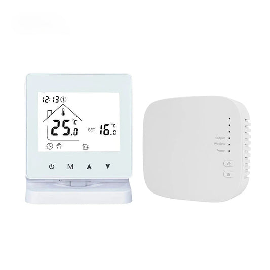 Smart WiFi Thermostaat – Draadloze Aan/Uit Thermostaat voor CV-Ketel – Met App-bediening – Slimme Temperatuurregeling – Wit – Werkt via WiFi