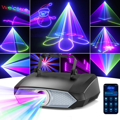 3D Animatie Laser Projector – DJ Laser Licht – Stage Laser – Lichtshow Projector – RGB Laser – EU Plug – 100W Krachtige Lichtoutput – DMX512 en App Bediening