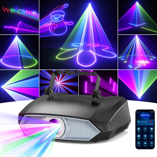 3D Animatie Laser Projector – DJ Laser Licht – Stage Laser – Lichtshow Projector – RGB Laser – EU Plug – 100W Krachtige Lichtoutput – DMX512 en App Bediening