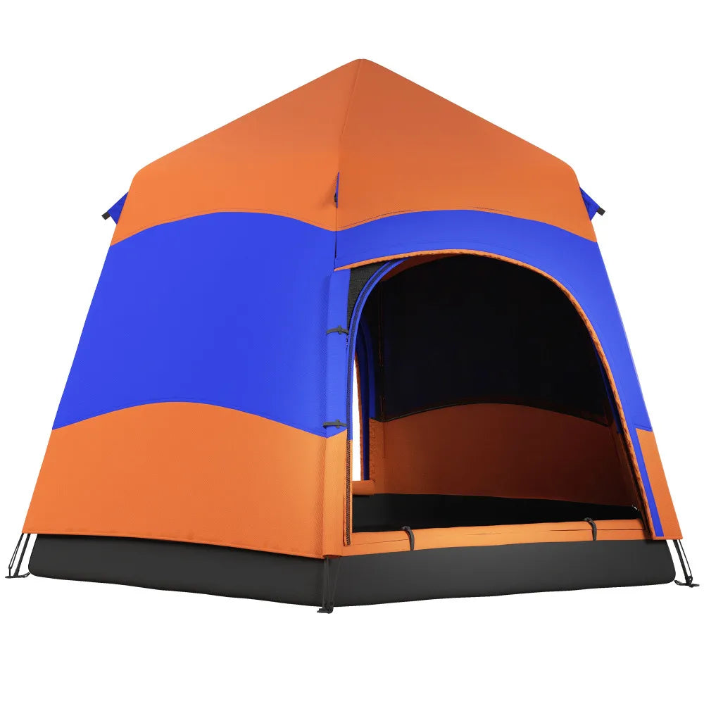 Familietent – 4-Seizoenen Tent – Kampeertent – Gezinstent – Quick-Up Systeem – 280x280 Cm – Waterdicht Polyester - Blauw & Oranje
