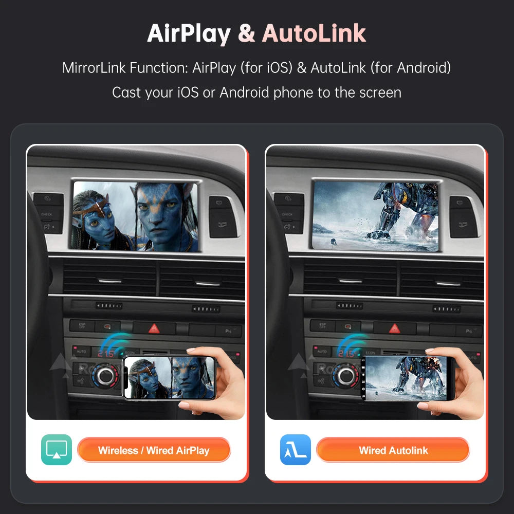 Draadloze CarPlay Android Auto Interface – Multimedia Systeem – Smartphone Integratie – Mirror Link – AirPlay – 3Gmmi Variant – USB Media Afspelen – Stuurwielbediening Ondersteuning