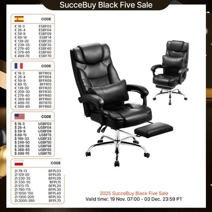 Bureaustoel – Office Chair – Ergonomische Stoel – Kantoorstoel – Desk Chair – Verstelbare Rugleuning tot 135° – Hoogwaardig PU Leer & Metalen Onderstel tot 136 kg