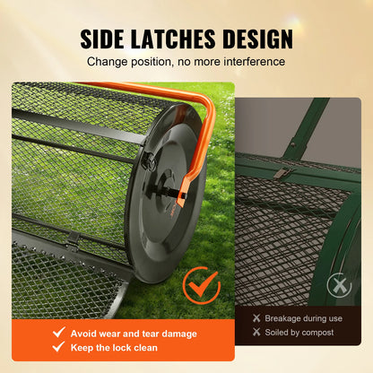 Compostverspreider - Strooiwagen - Lichtgewicht Ontwerp - Turf Mos Roller - Verstelbaar Handvat -  voor Tuin - Gazon - 24inch -  61 x 107 cm - Oranje/Zwart