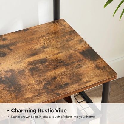 Industriële Kapstok - met Bench en Waterpijp Elementen - Grote Kledingstandaard - met Opbergruimte - Zwart en Vintage Design