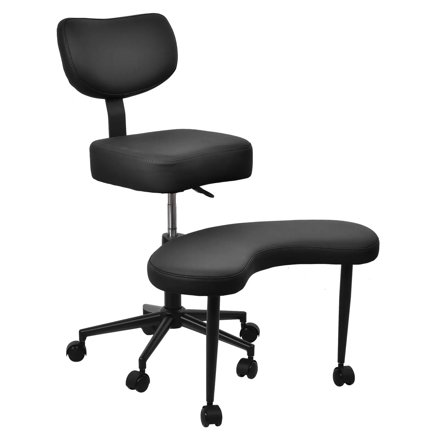 Meditatiestoel – Relaxstoel – Zitzak – Yogastoel – Meditatiekussen – Verstelbare Zithoogte 47-59 cm – Comfortabele Dikke Schuimvulling Kunstleer Zwart
