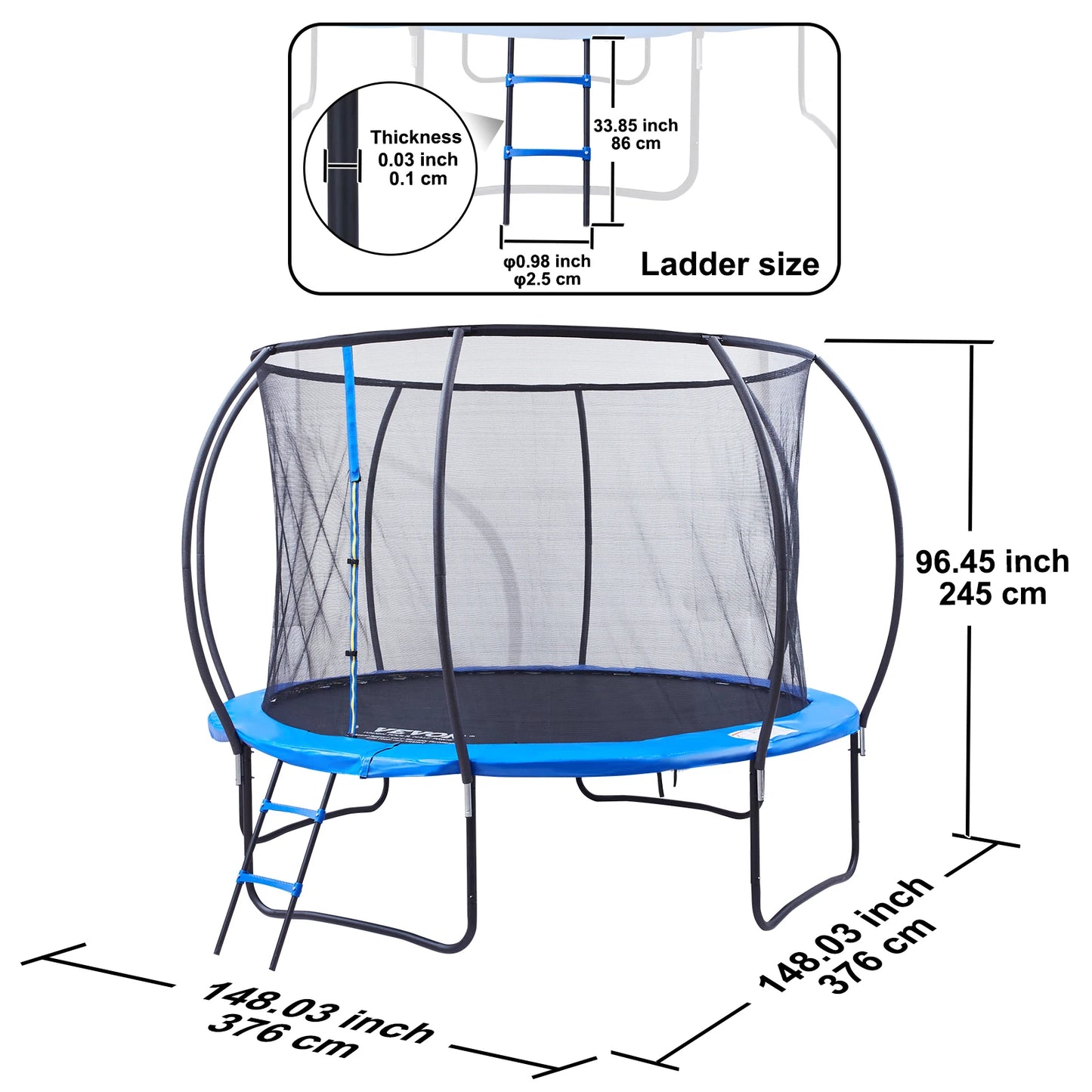 Trampoline - Rebounder - Trampoline met Veiligheidsnet - Tuintrampoline - 10ft - Stevige – Inclusief Springmat en Randbescherming – Geschikt voor Kinderen en Volwassenen – Outdoor Recreatief Gebruik
