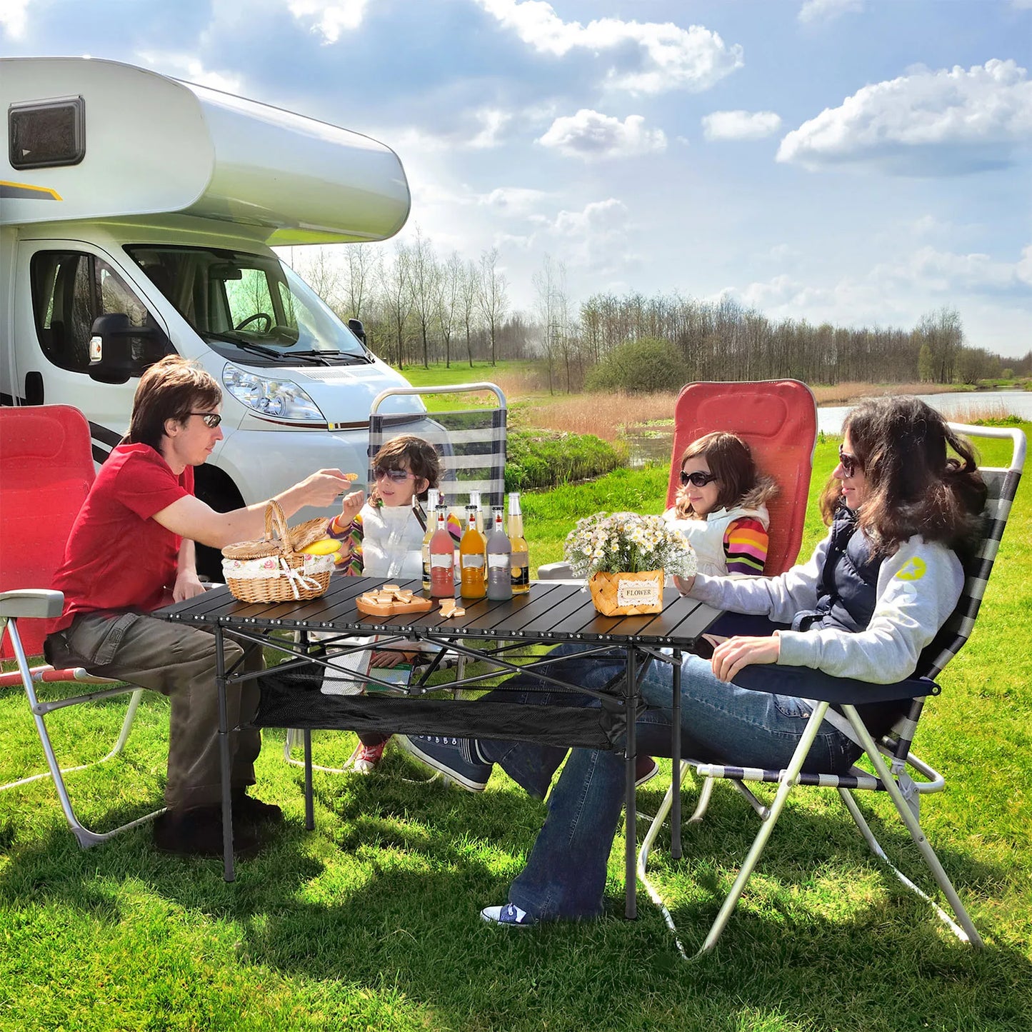 Klaptafel - Camping - Tuint - Feest - Picknick - Barbecue - Opvouwbare - Inklapbare - Draagbaar - Bureau -Lichtgewicht - Belastbaar tot 150KG - Met Netzak - Zwart