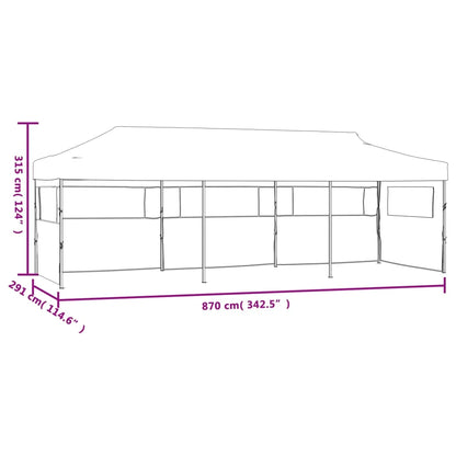 Partytent – Tuinpaviljoen – Ontvangsttent – Opvouwbare Tent – Markt Tent – 3x9 Meter – Waterdicht Oxford Polyester – Staal Frame - Grijs