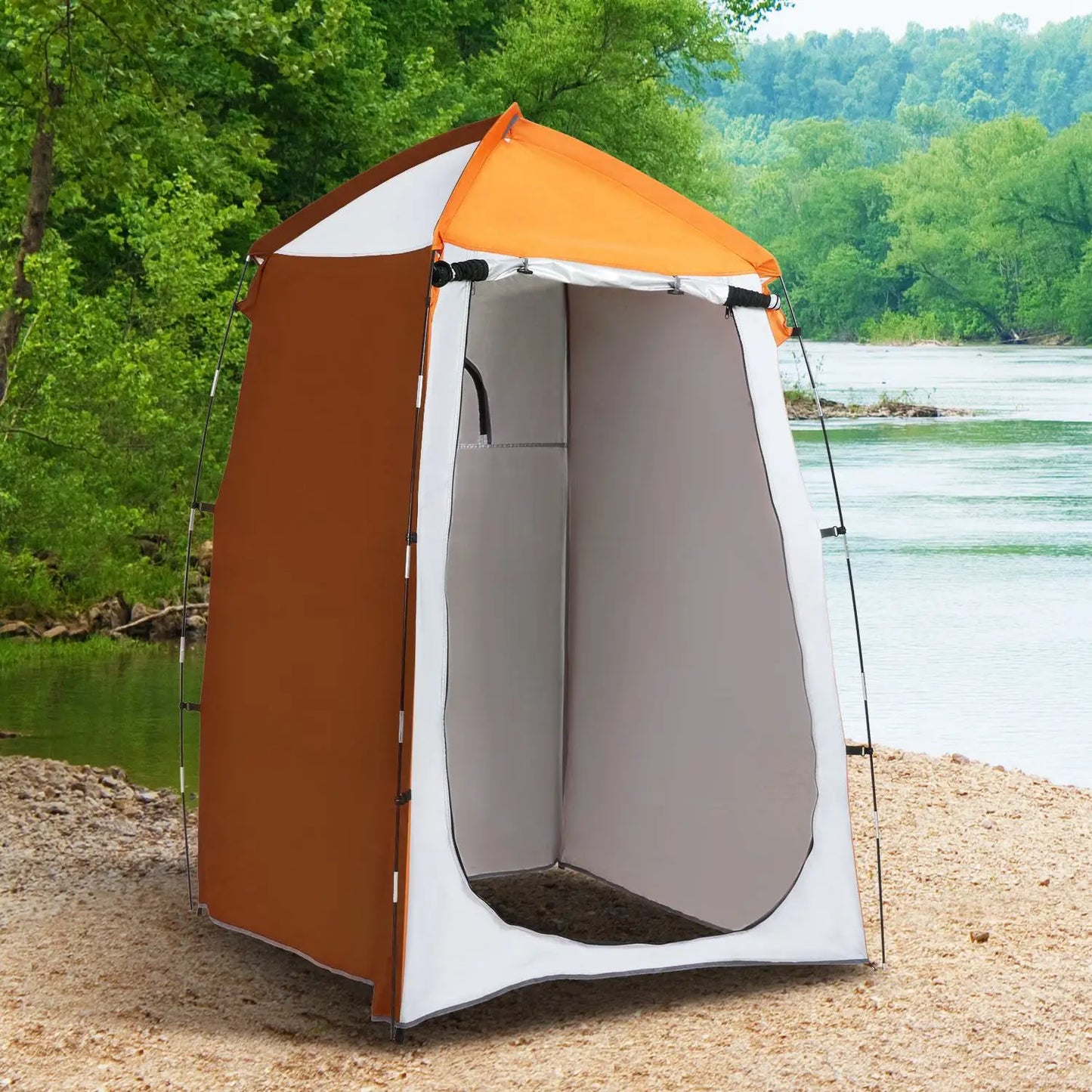 Draagbare - Camping - Douche - Tent  - UV25 - Bescherming - Privé - Badkamer - Kleedruimte - Met - Raam - En - Draagtas - 123x121x198cm - Oranje - QUORE