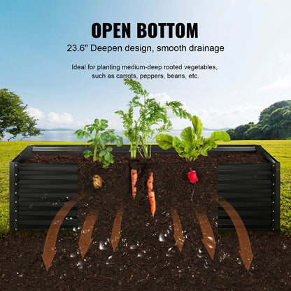 Plantenbak - Plantenbakken voor Buiten - Bloembak - Verhoogde Metalen - Groot Tuinbed met Open Onderkant – Ideaal voor Groenten, Kruiden en Bloemen - Grijs
