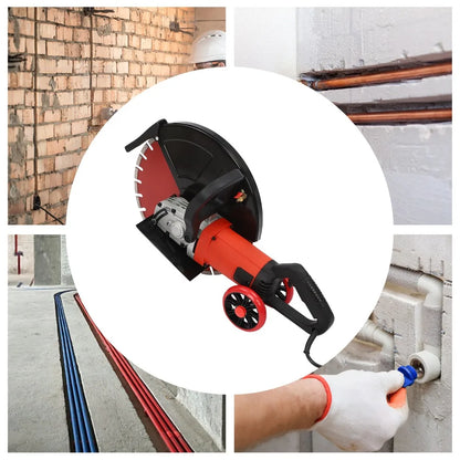 Elektrische Betonzaag - Betonfrees - Betonzagen -Steenzaagmachine - Muurfrees - Zaagmachine - 16 inch - 4000W - 3000 RPM - Nat/Droog Cirkelzaag - Stofvrije Snijmachine - met Wielen - voor Beton - Steen - en Baksteen - QUORE